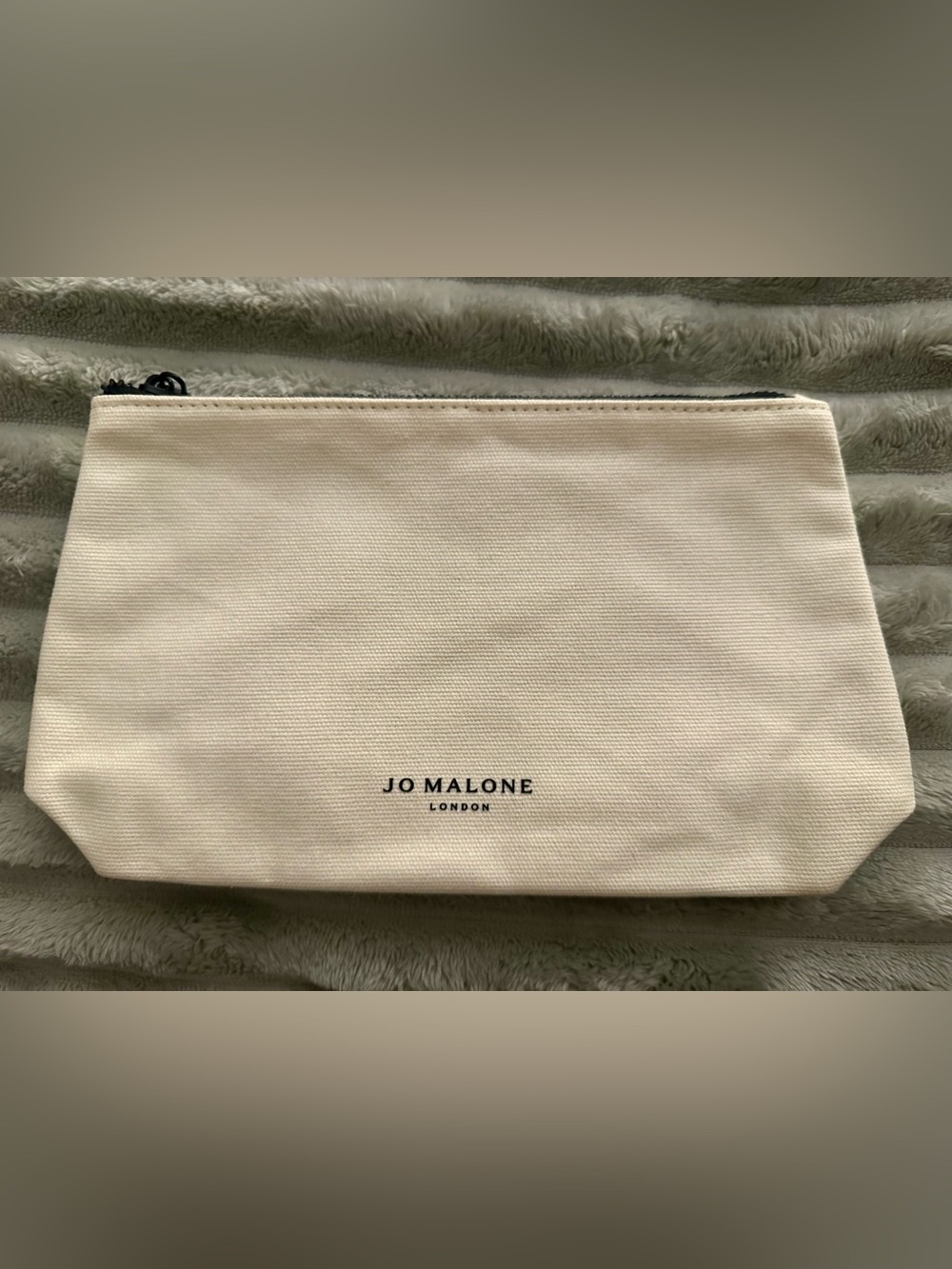 Jo Malone Cream Canvas Cosmetic Pouch with Black Logo